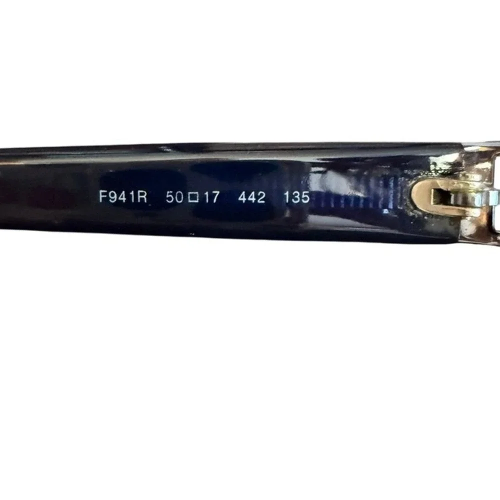 Fendi F941R Blue Rectangular Eyeglasses Silver Zucca Logo‎ Crystal Italy 50mm